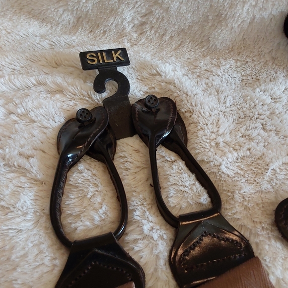 🌺 NWT Mens Tan Silk Braces/Suspenders - Picture 2 of 8